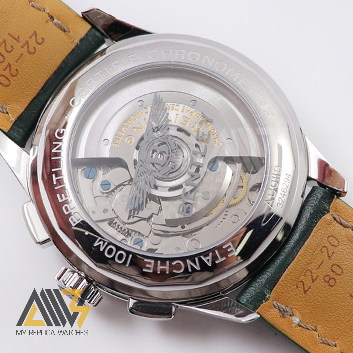 Premier B01 Chronograph AB0118 42mm Stainless Steel Case GF 1:1 Best Edition Green Dial on Green Leather Strap A.7750